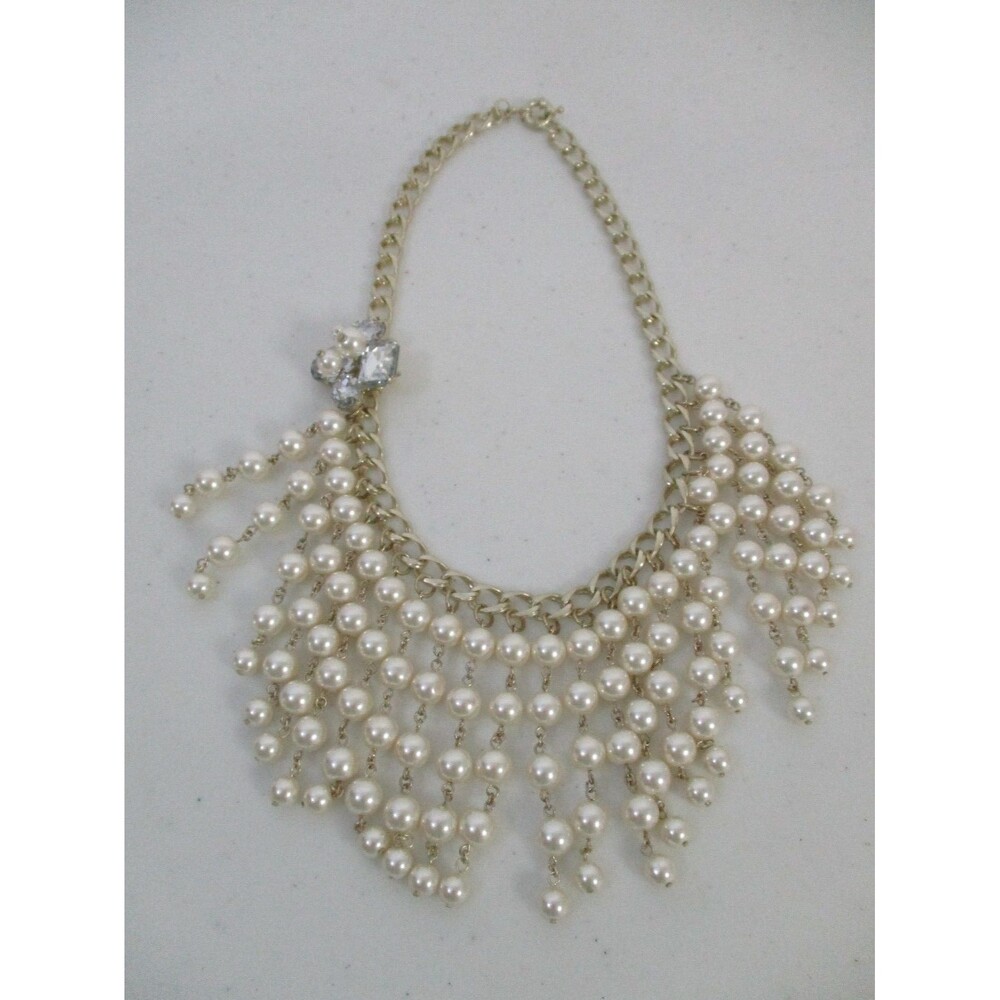 Lee Angel Neiman Marcus Women's Desiree Crystal Pearl Statement Necklace NWT 495